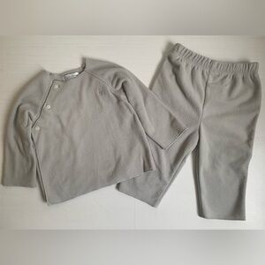 Ralph Lauren Baby Grey Fleece 2pc Set Long Sleeve Shirt & Pants Size 6 Months